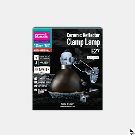 LAMPA REFLEKTOROWA Z ZACISKIEM + OPRAWKA CERAMICZNA E27 20CM GRAFIT.